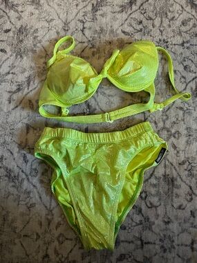 Neon Lime High-Waist Bikini Set